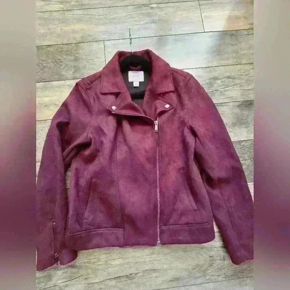 OLD NAVY medium faux suede  moto jacket, purple - Picture 2 of 14